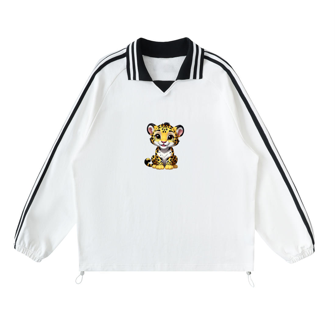 Empulse cute leopard white sweatshirt flatlay