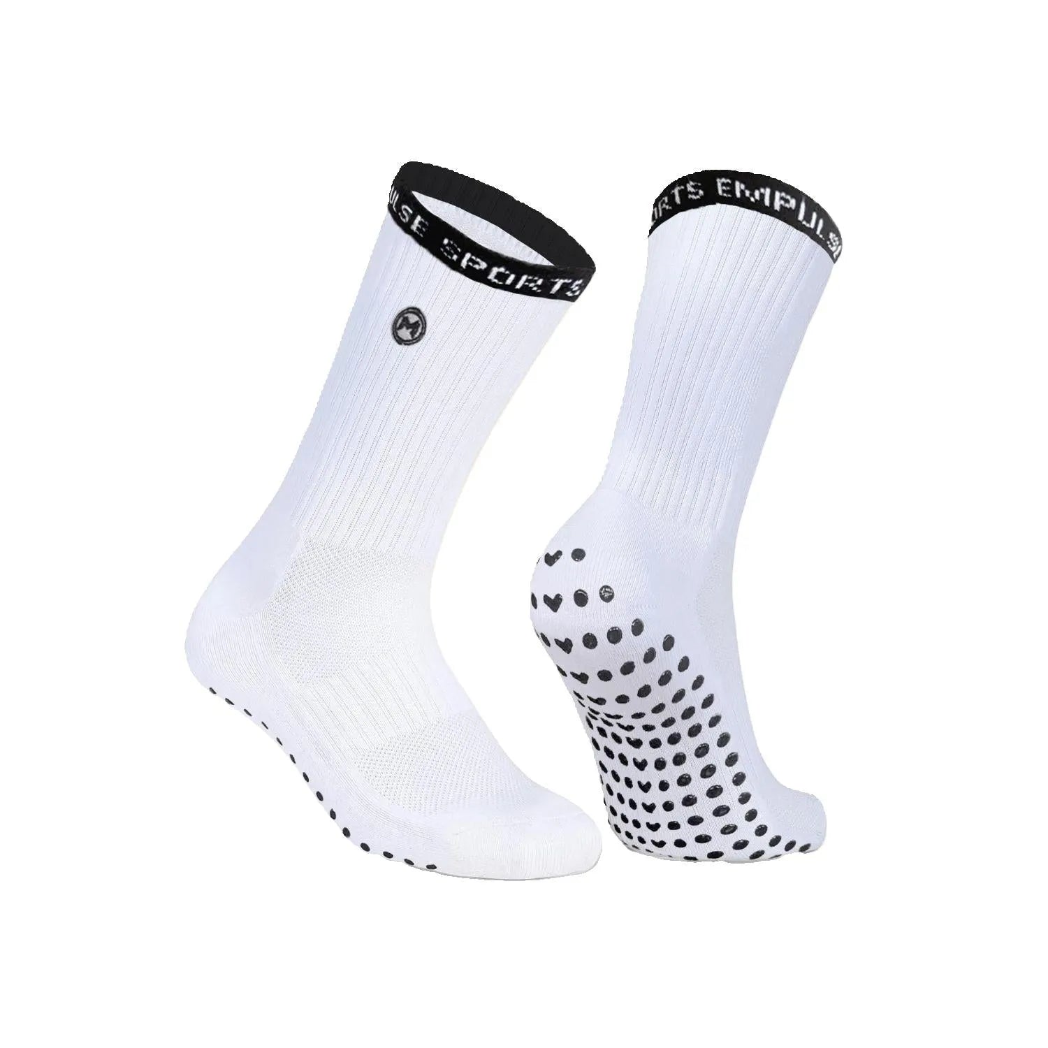 Empulse™ Grip Socks Pro White Front Back View Clear