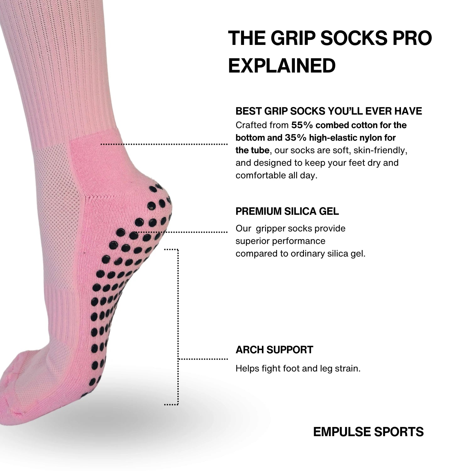 Empulse Grip Socks Pro – Pink Blaze