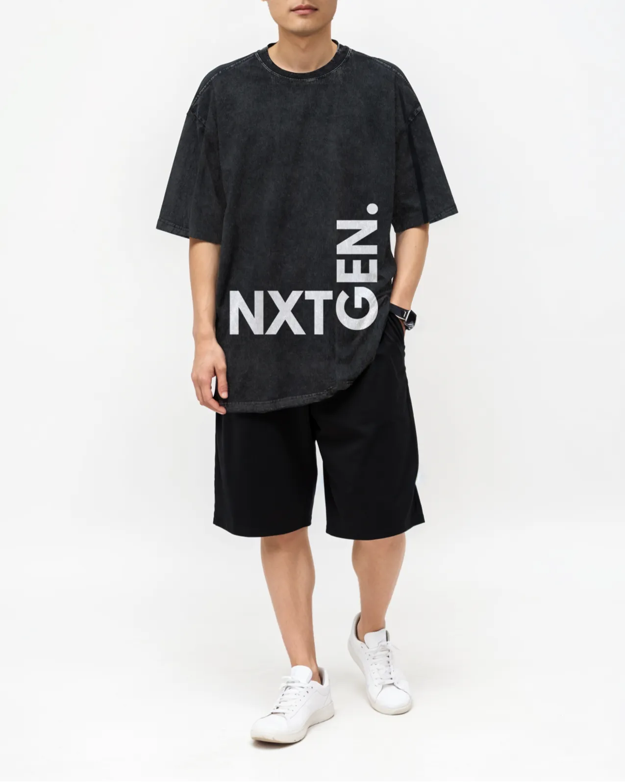 NXTGEN T-shirt – full-body front pose with shorts, Empulse™