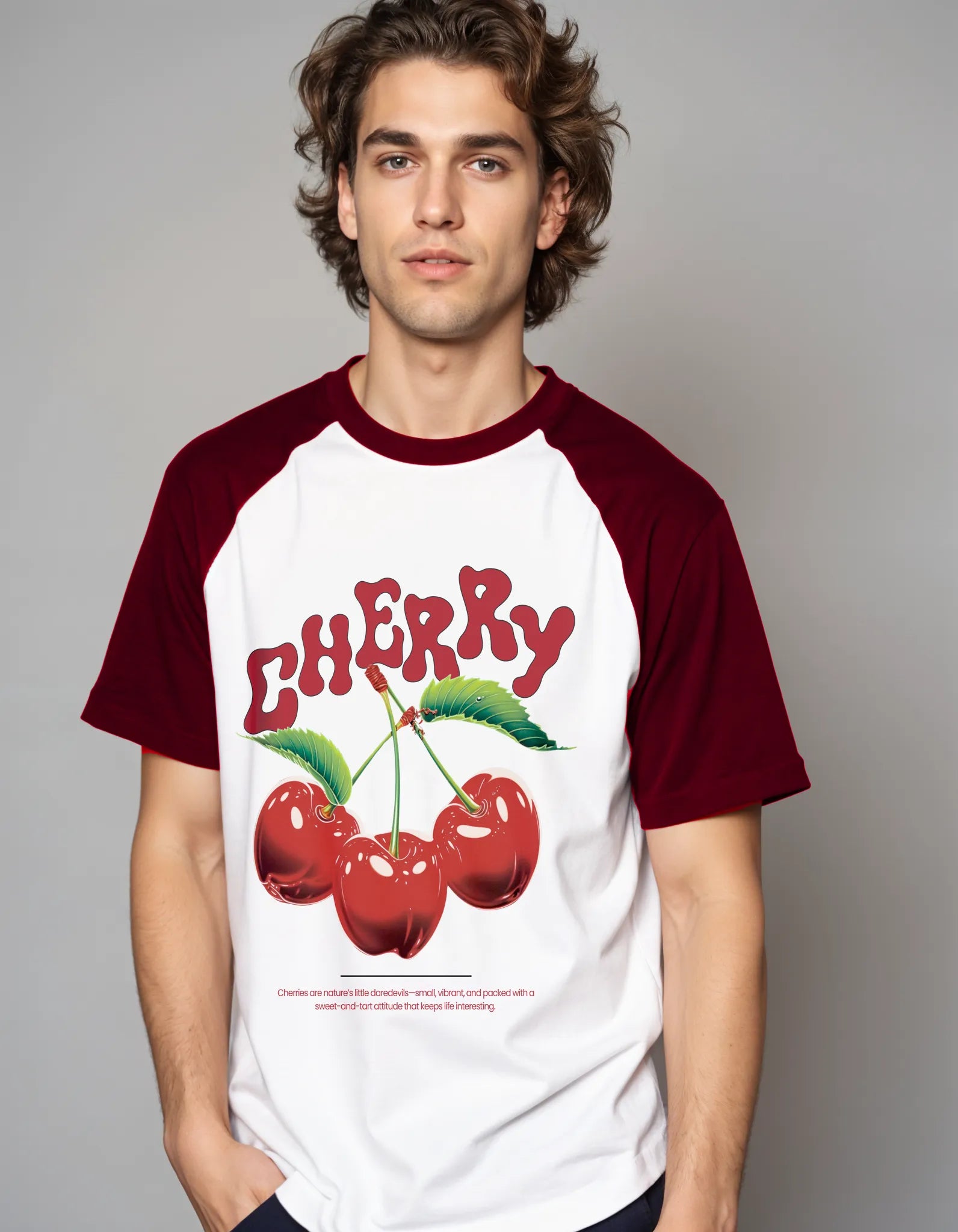 Cherry Pop Raglan Tee – Unisex Cotton Blend Streetwear T-shirt