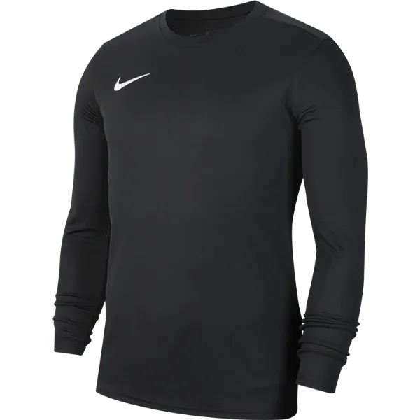 Nike Dri-FIT Park VII Long Sleeve T-shirt – front view with swoosh logo on chest.