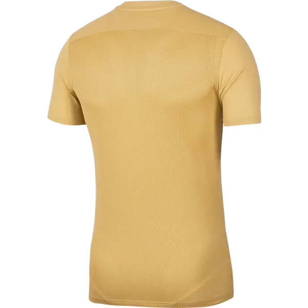 Back view of Nike Men's Park 7 Jersey in solid gold color with athletic fit

