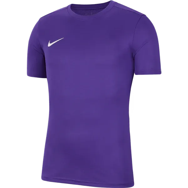 Front view of Nike Men's Park 7 Jersey in purple with white swoosh logo