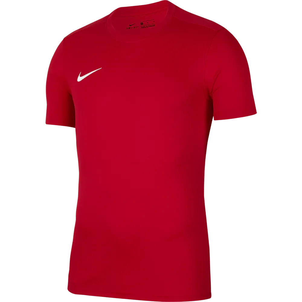Front view of Nike Men's Park 7 Jersey in red with white swoosh logo