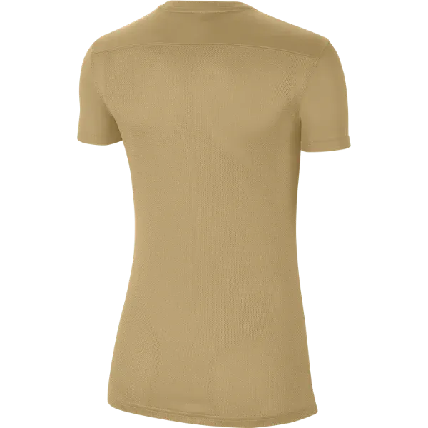 Back view of Nike Women's Park 7 Jersey in sleek gold with contoured fit

