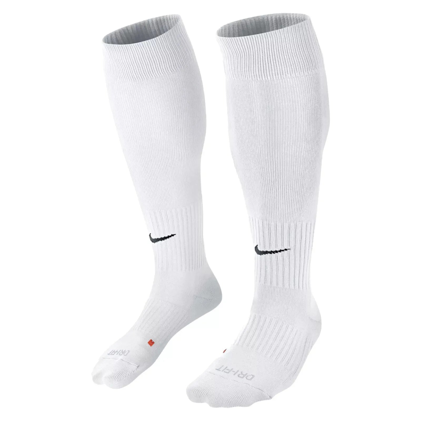 White Nike Classic II OTC Compression Socks with black swoosh near ankle