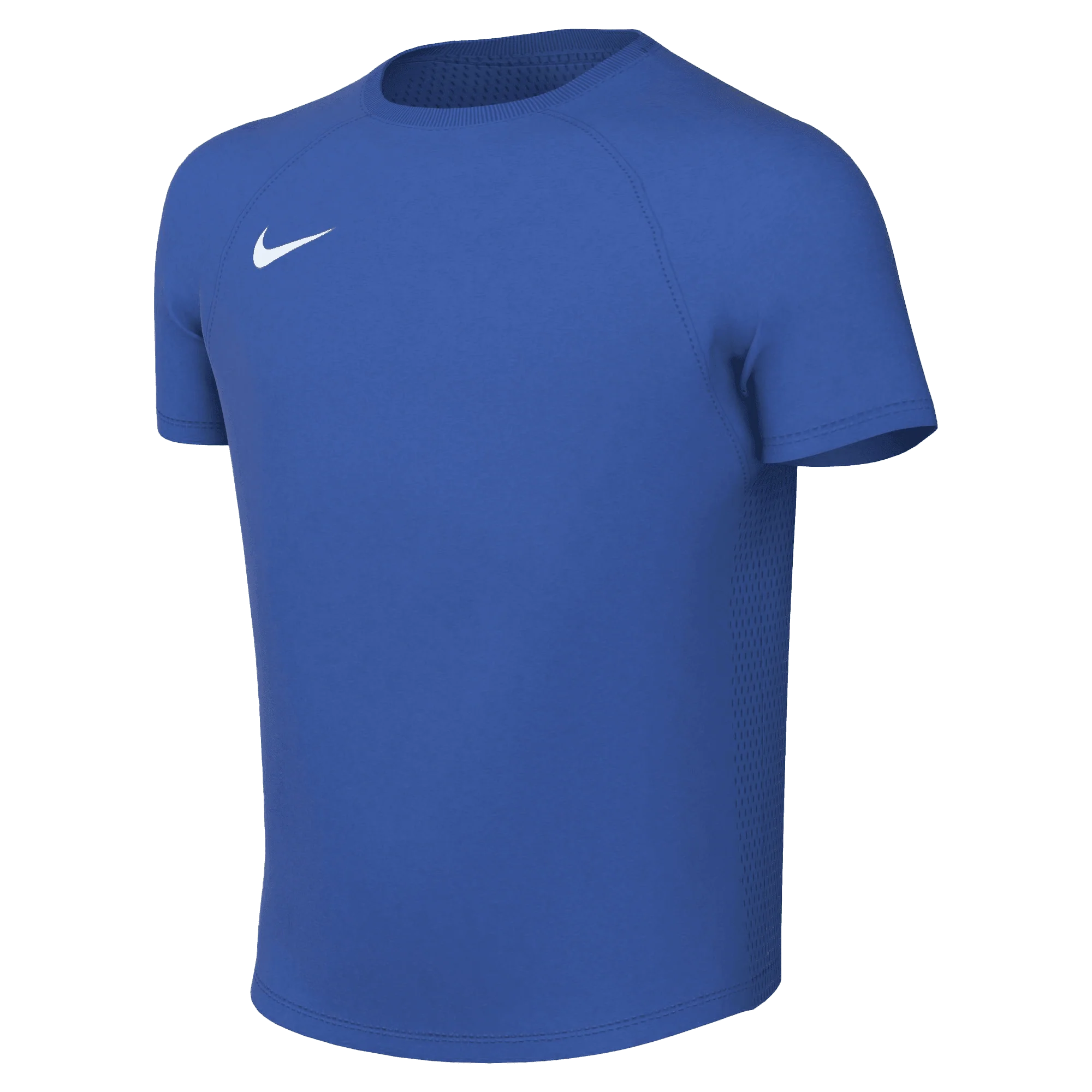 Blue t-shirt with a Nike logo on a white background
