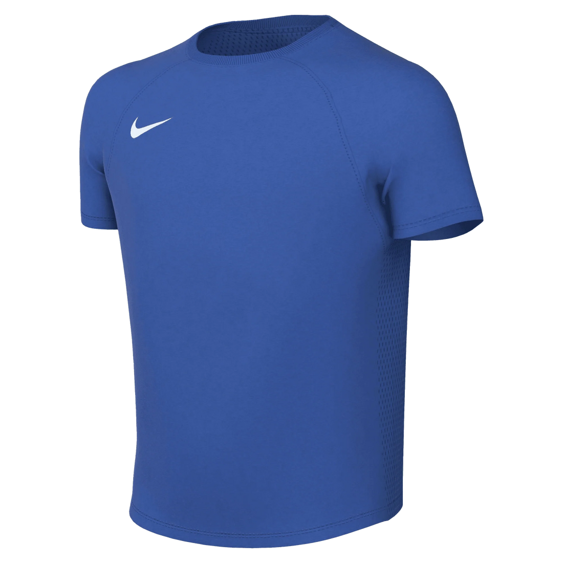 Blue t-shirt with a Nike logo on a white background