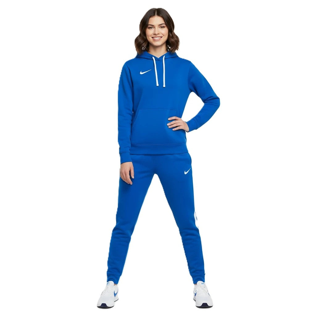Person wearing a royal  blue Nike Park 20 hoodie and matching trackpants
