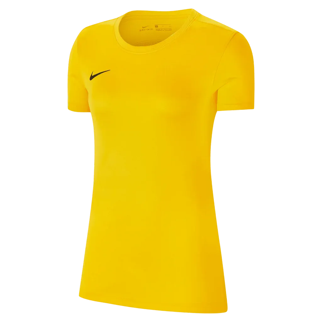 Front view of Nike Women's Park 7 Jersey in yellow with black swoosh logo