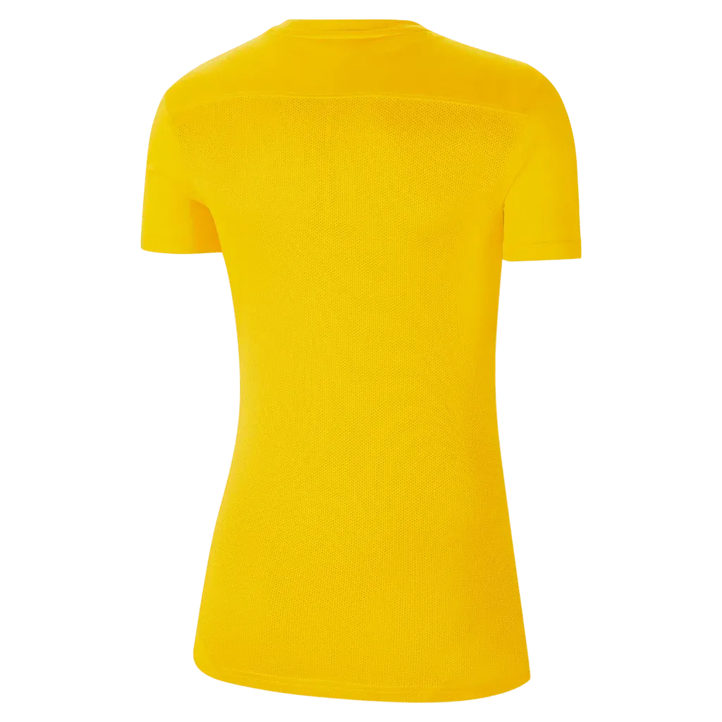 Back view of Nike Women's Park 7 Jersey in bright yellow with contoured fit