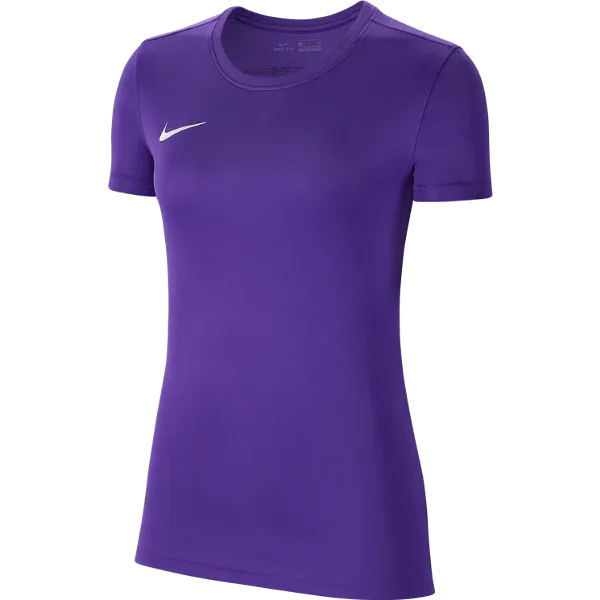Front view of Nike Women's Park 7 Jersey in rich purple with white swoosh logo
