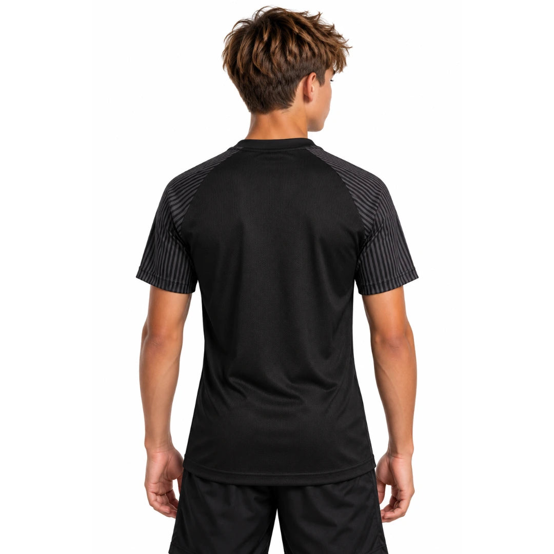 Back view of a youth player wearing the black Nike Academy 2 Youth Jersey