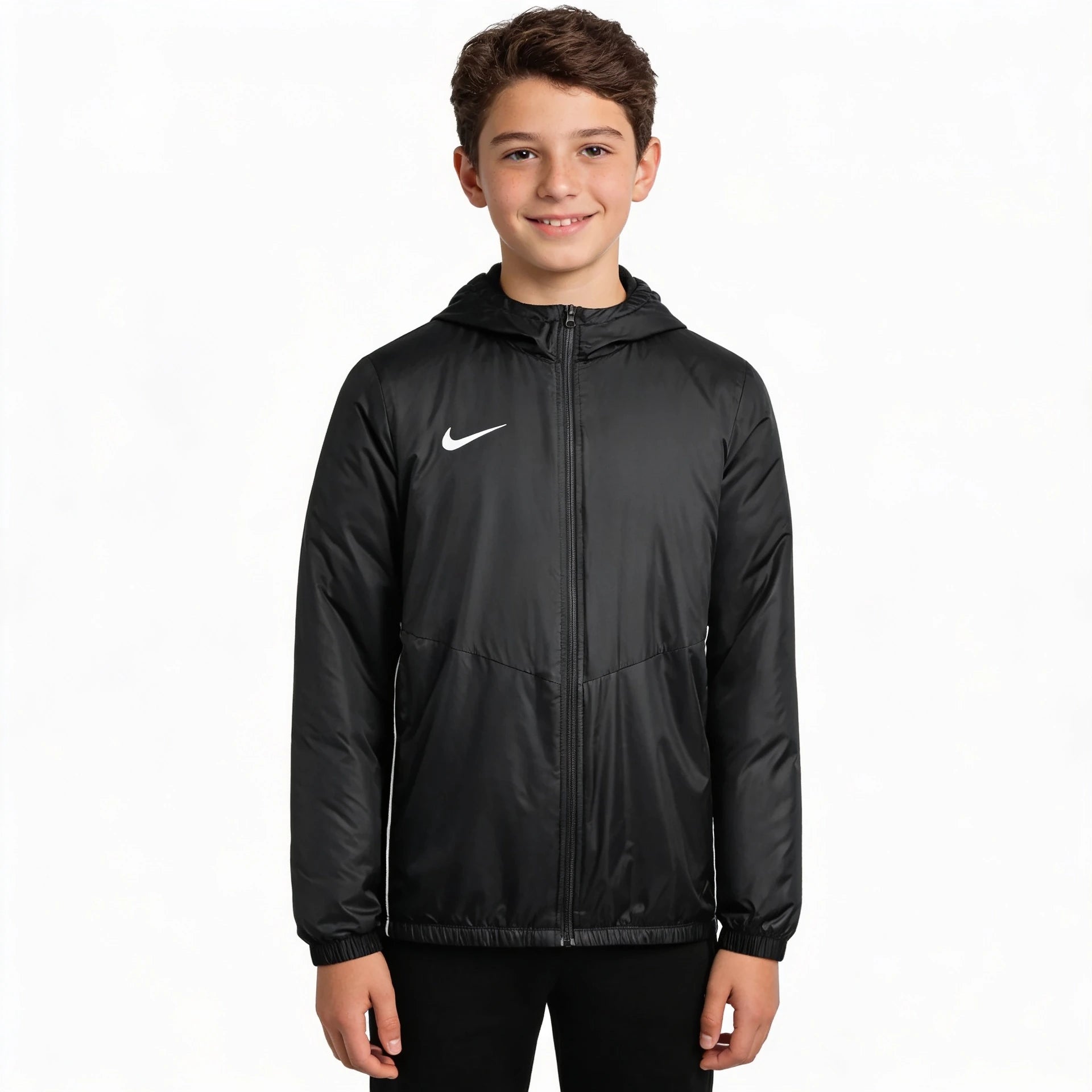 Nike Youth Park 26 Therma Jacket black, child model smiling front view