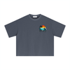 Empulse Coastal Run Club Sorona boxy tee in navy blue, front view with small sunset chest graphic