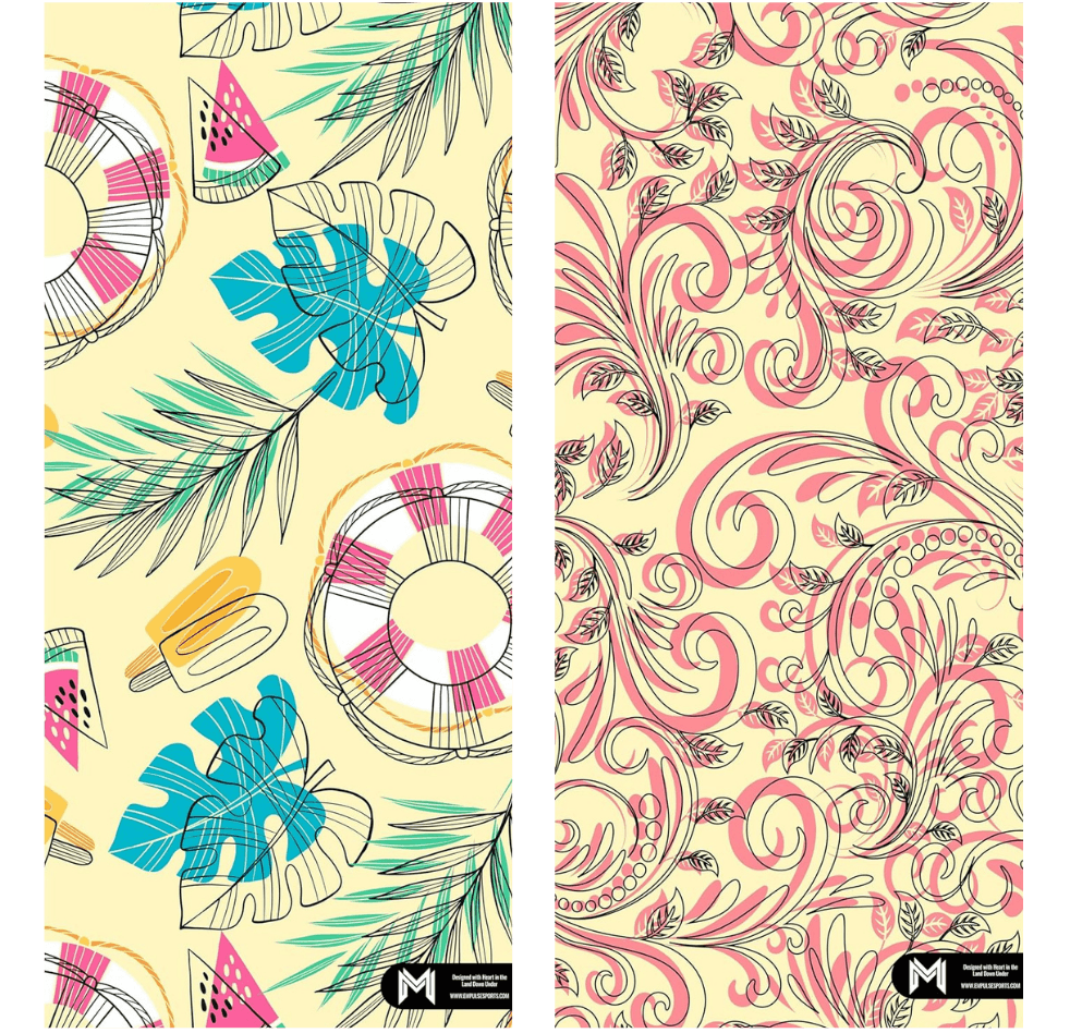 Empulse Sand-Free Beach Towel in Summer Fun, pink floral swirl design, product view