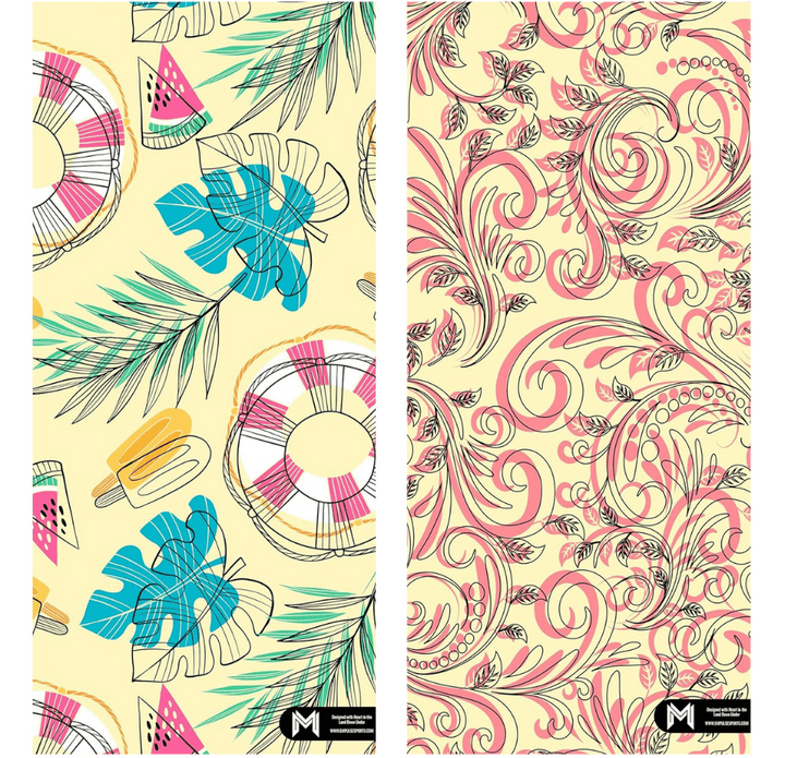 Empulse Sand-Free Beach Towel in Summer Fun, pink floral swirl design, product view