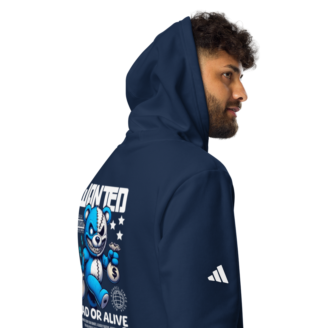 Side profile of navy Nike hoodie showing EMPULSE® hood logo