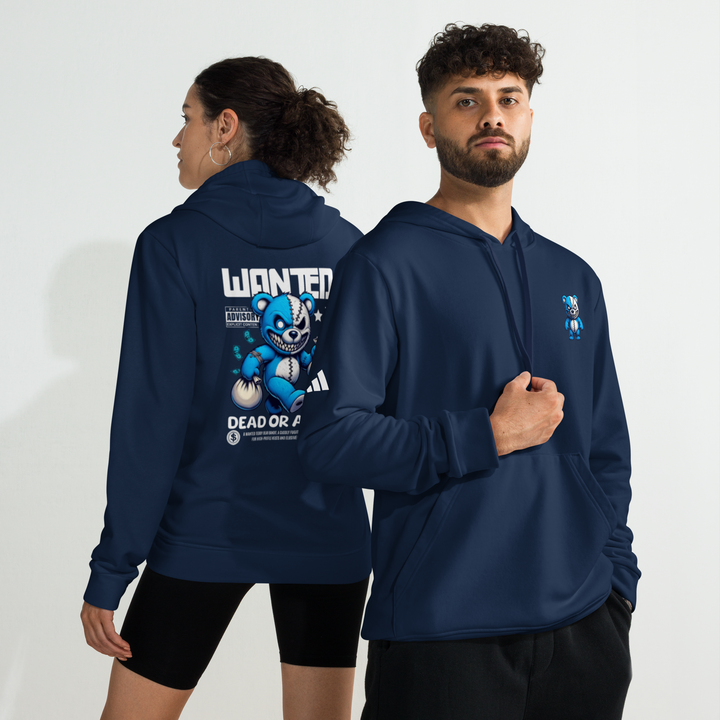 Male and female models wearing navy Nike hoodies with EMPULSE® front logo and back graphic print