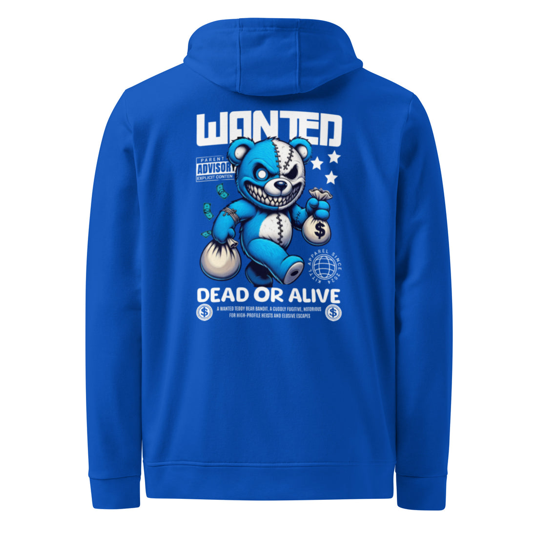 Adidas x Empulse Royal Blue Hoodie Wanted dead or alive front view