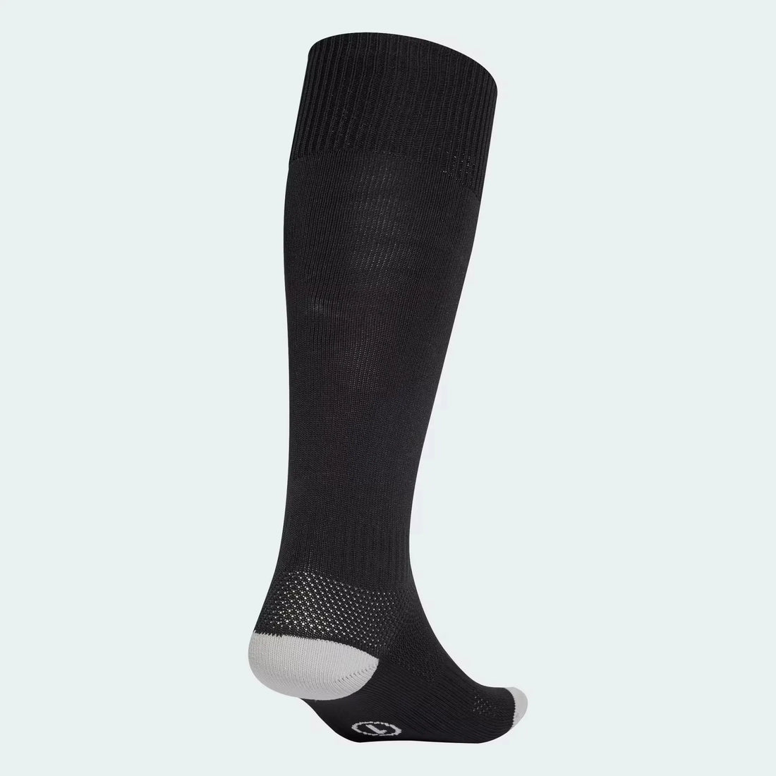 Ribbed stretch panel detail on Adidas Milano 23 black compression socks
