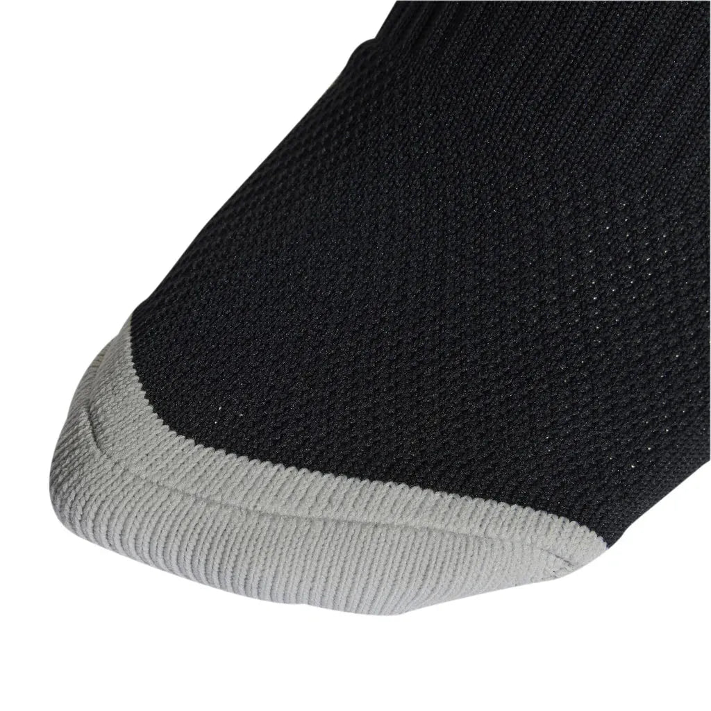 Close-up of toe area on Adidas Milano 23 black compression socks