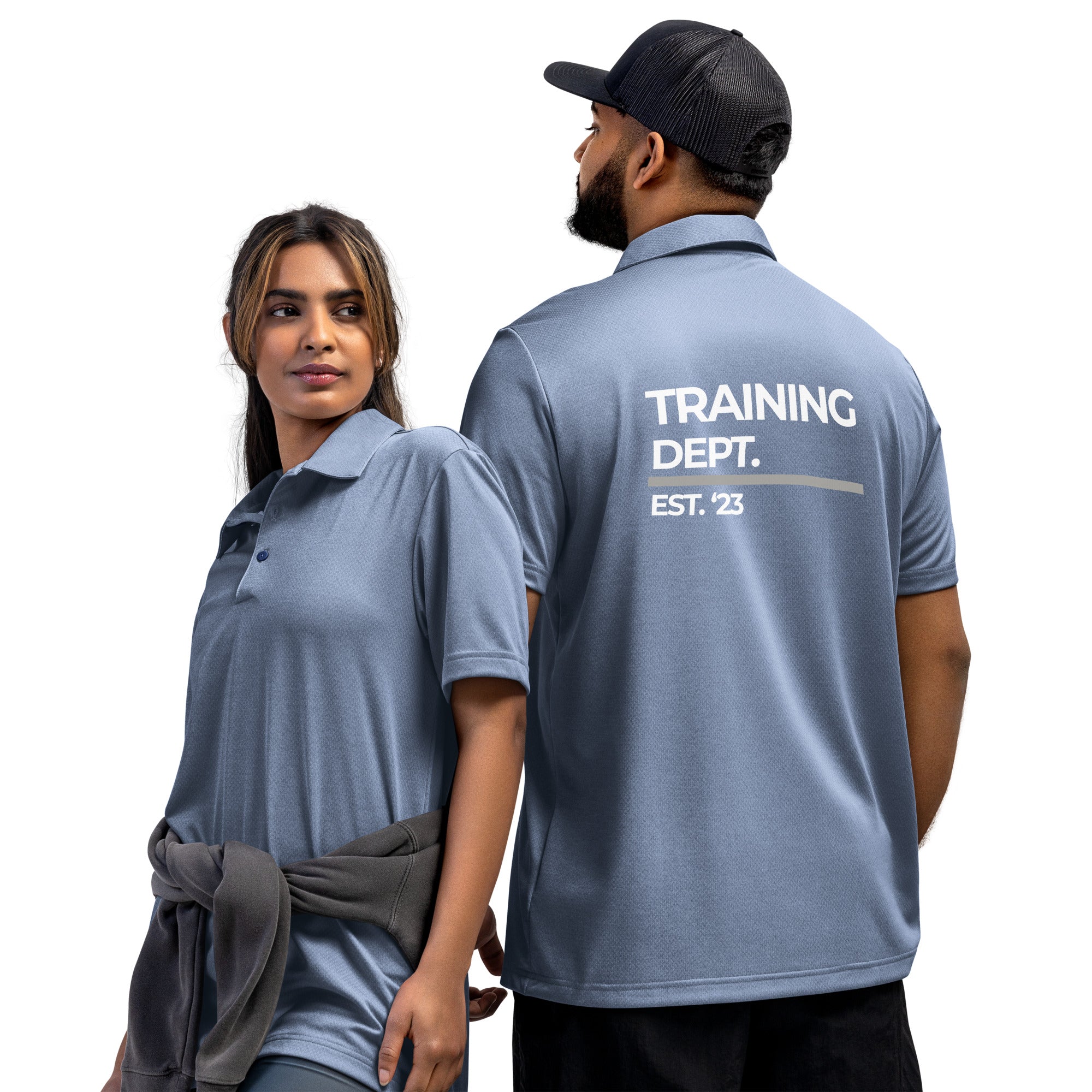 Empulse Adidas made tshirt with Training Department logo, worn by two models.