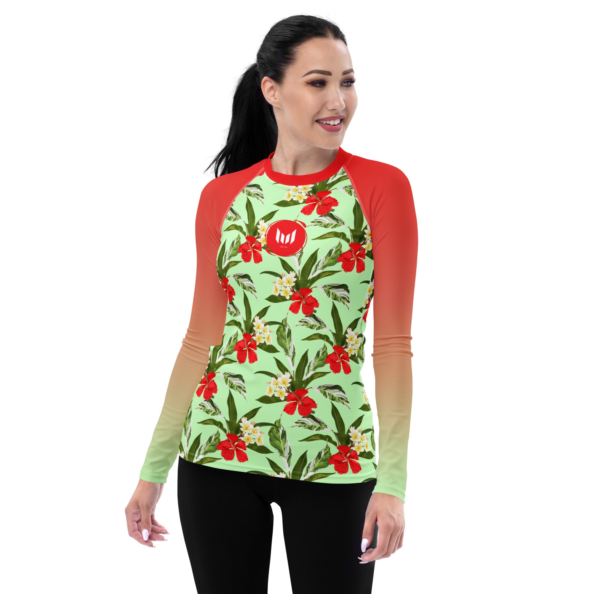 Women's Rashie - Red Hibiscus - Empulse