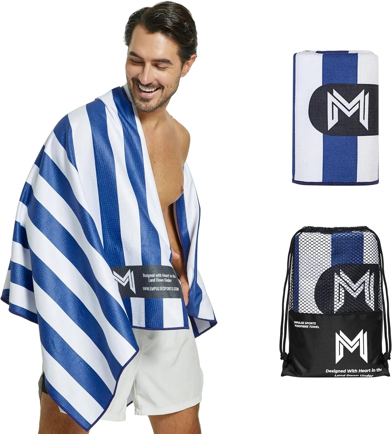 Man wearing Cabana towel over shoulder at beach