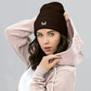 Empulse Cuffed Beanie in brown, angled view
