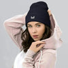 Empulse Cuffed Beanie in navy, angled view