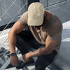 Empulse Distressed Dad Cap in khaki, front view