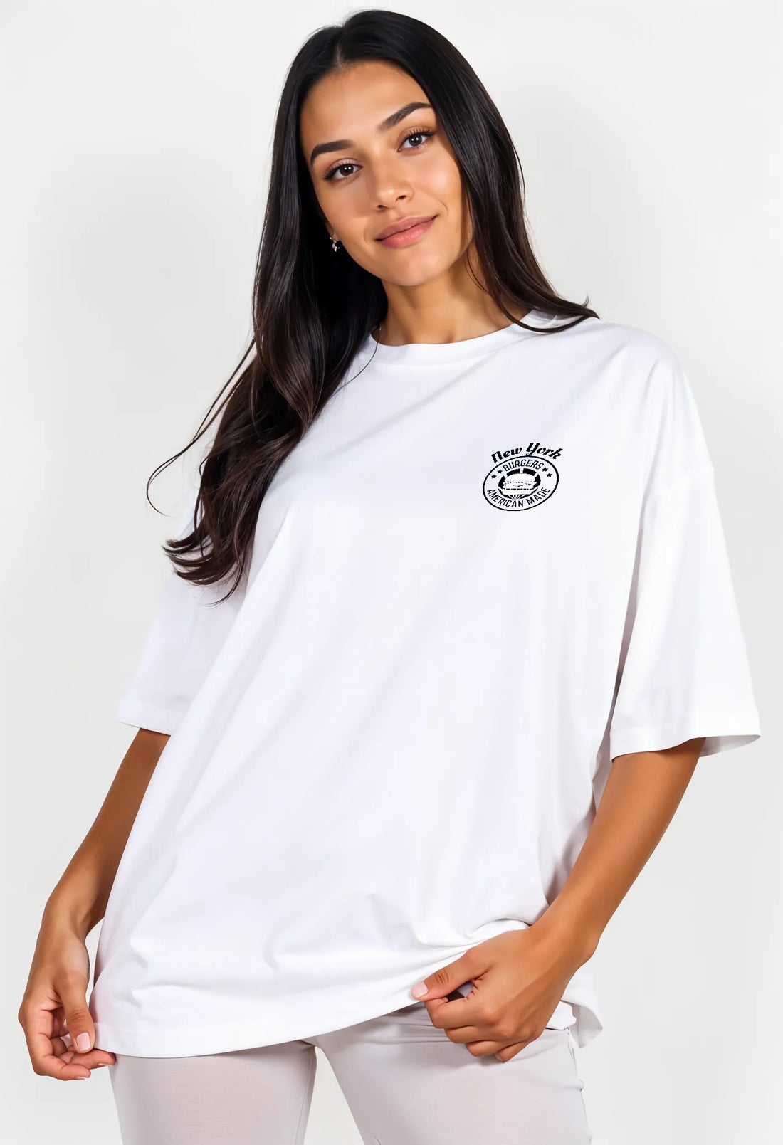 New York Burger Tee- White | Quick-Dry Cooling T-shirt