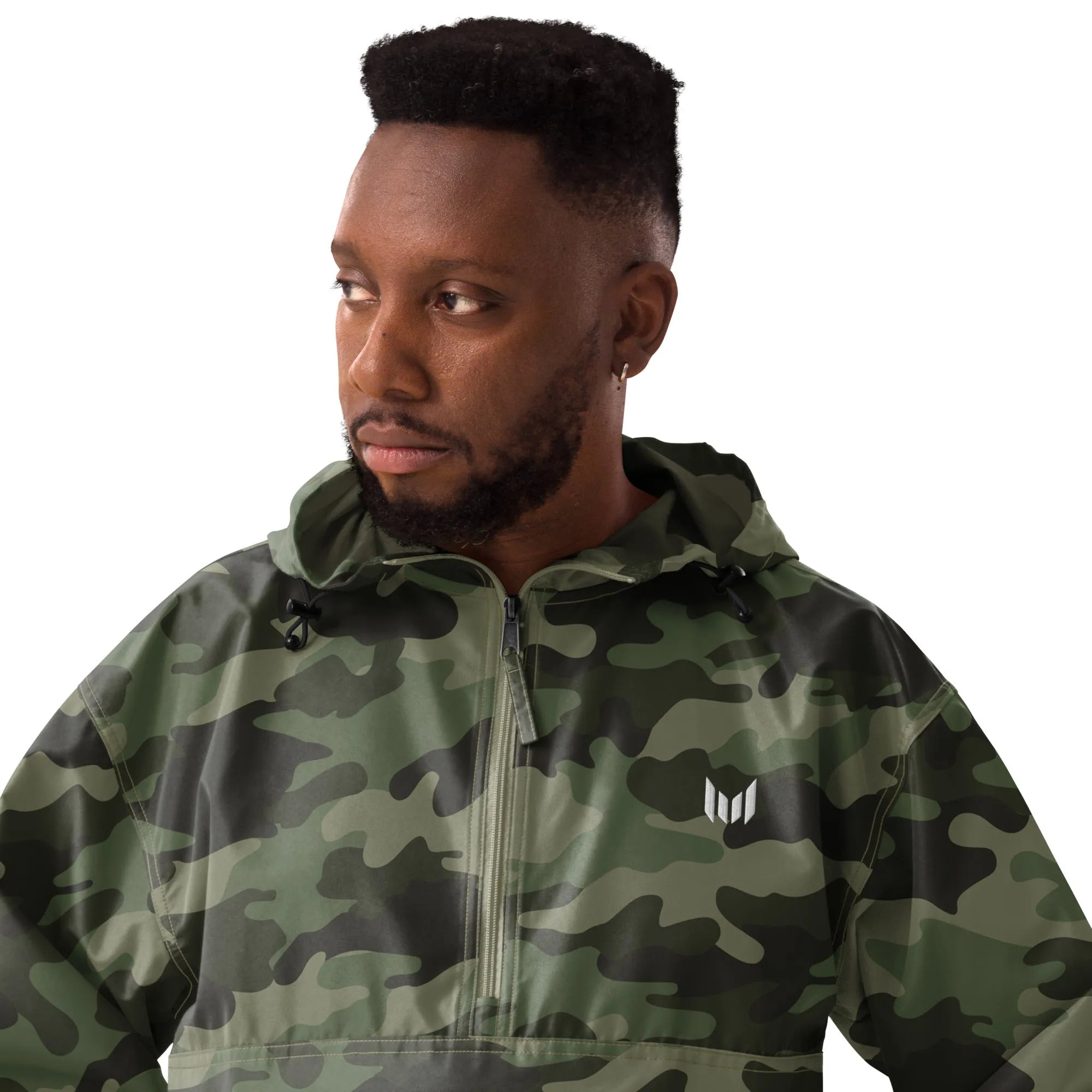 Man in camouflage pullover windbreaker with Empulse branding