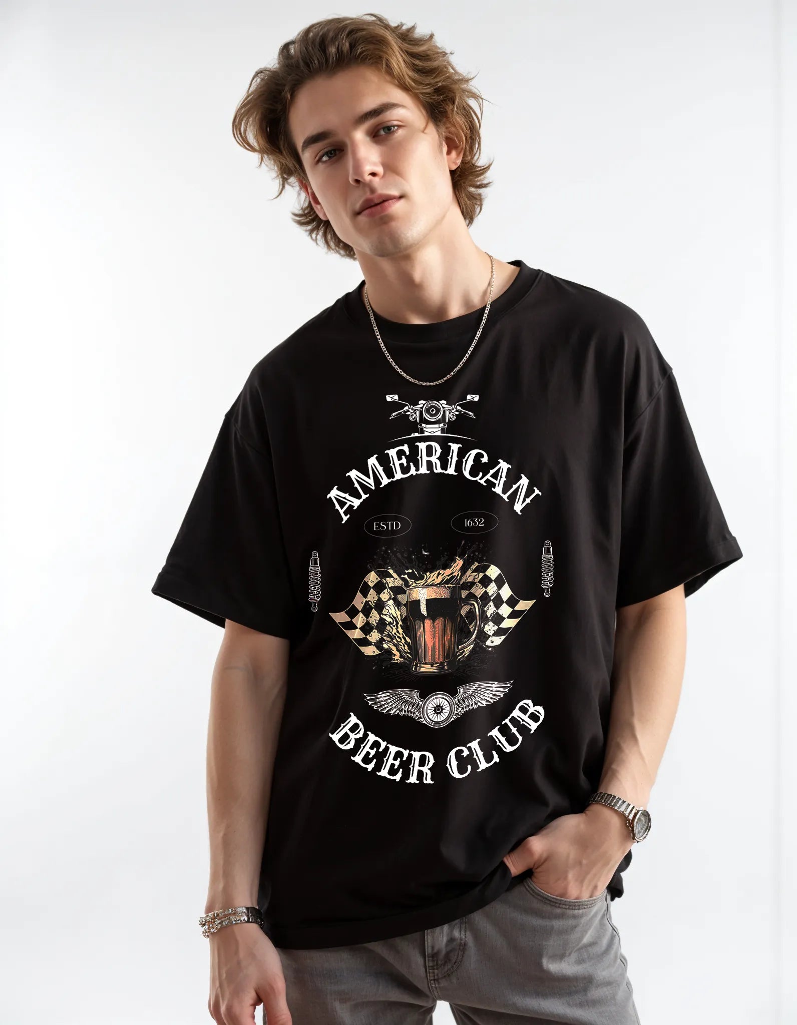 Empulse™ black Sorona American Diner t-shirt styled with relaxed streetwear look, front-facing
