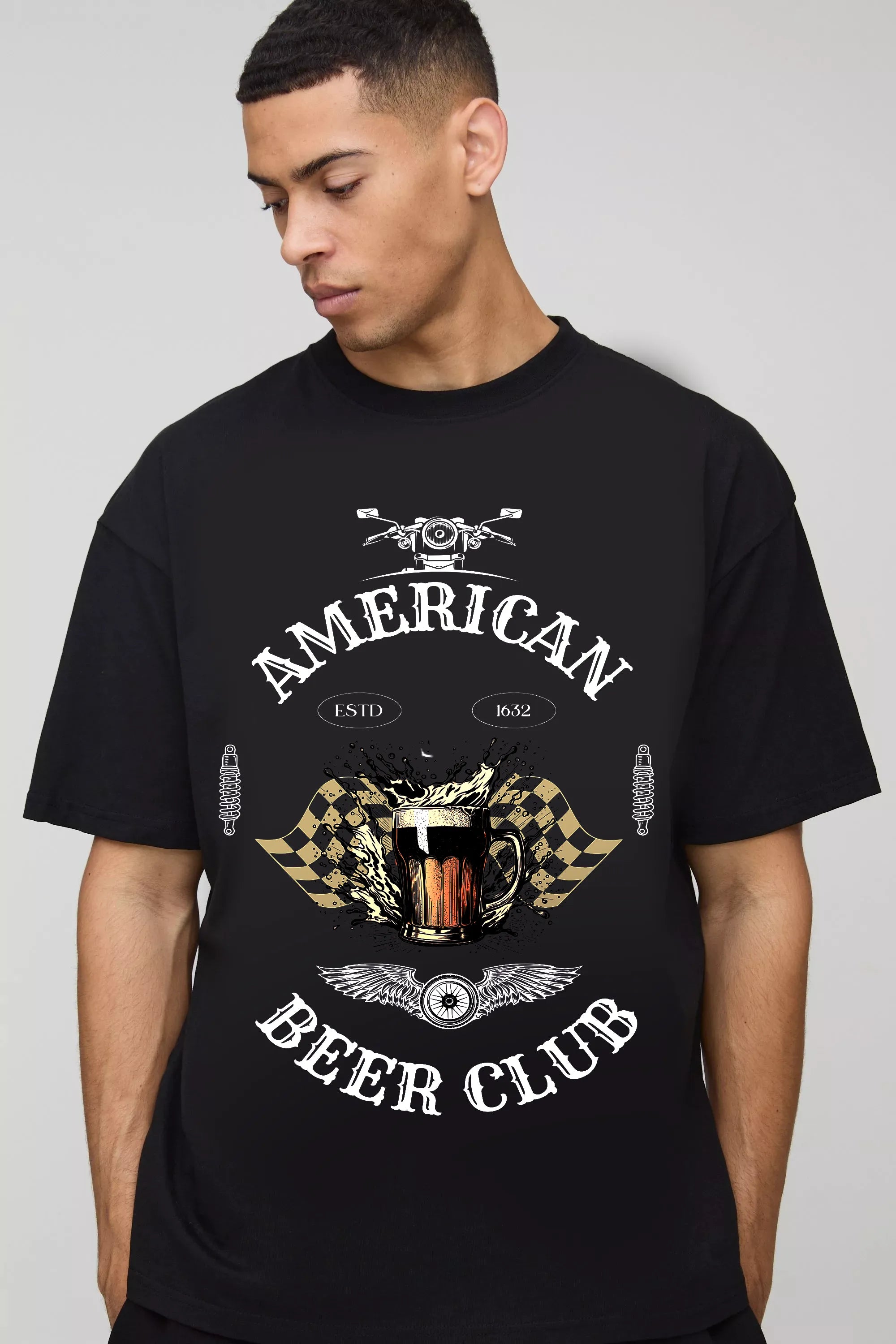 Empulse™ black American Diner tee in Sorona cotton worn by male model in casual outfit