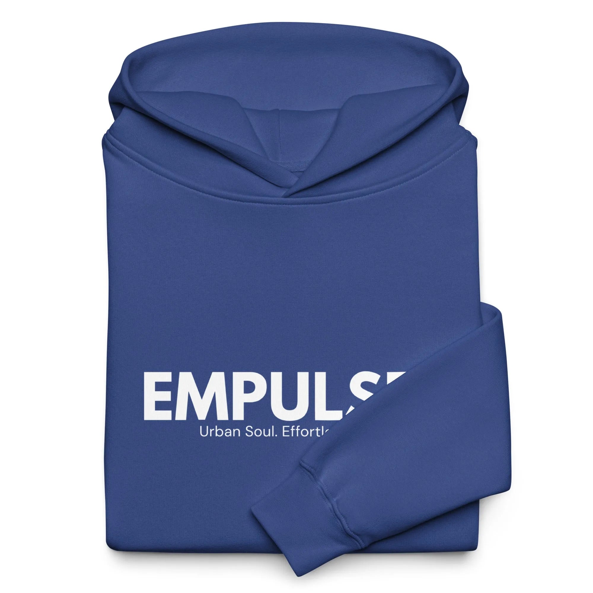Empulse DNA Hoodie in Blue folded close-up with front logo