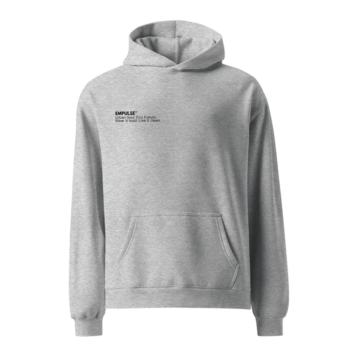 Flat lay front view of grey Empulse DNA Oversized Hoodie