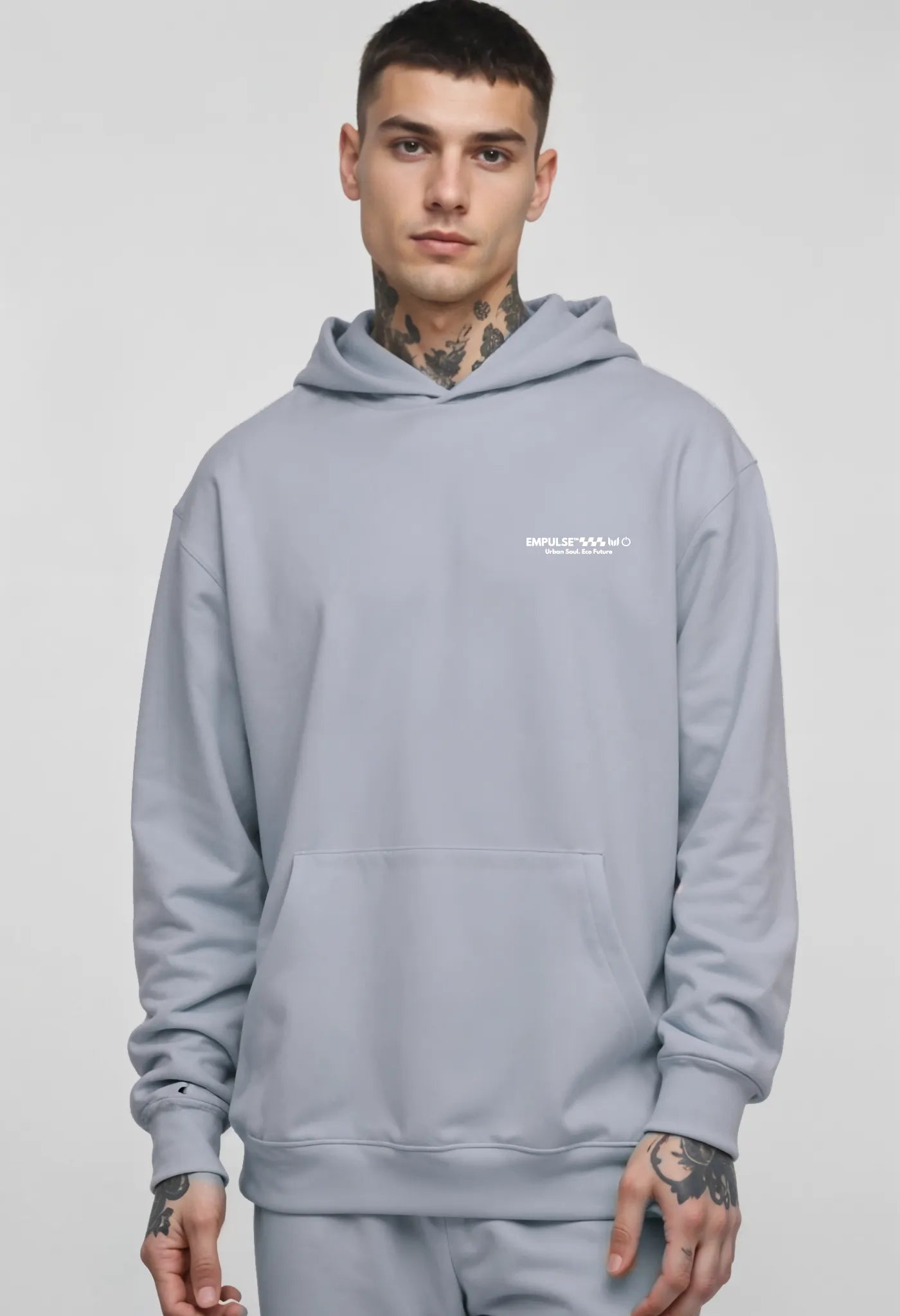 Empulse DNA Hoodie in Ice Blue front view worn by male model