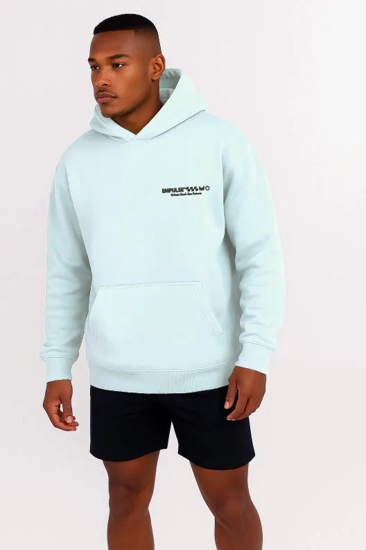 Empulse DNA Hoodie in Mint Green worn by male model facing side