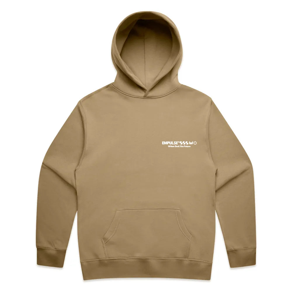 Empulse DNA Hoodie in Sandstone laid flat front-facing with logo