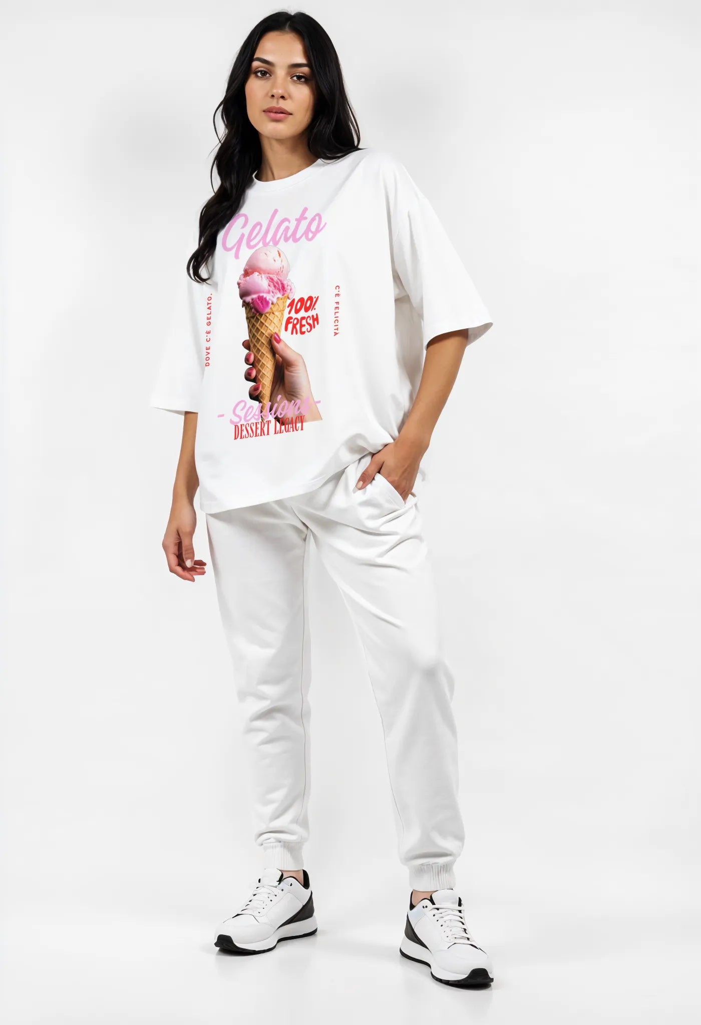 Empulse™ Sorona Gelato t-shirt worn in full-body studio shot with white background

