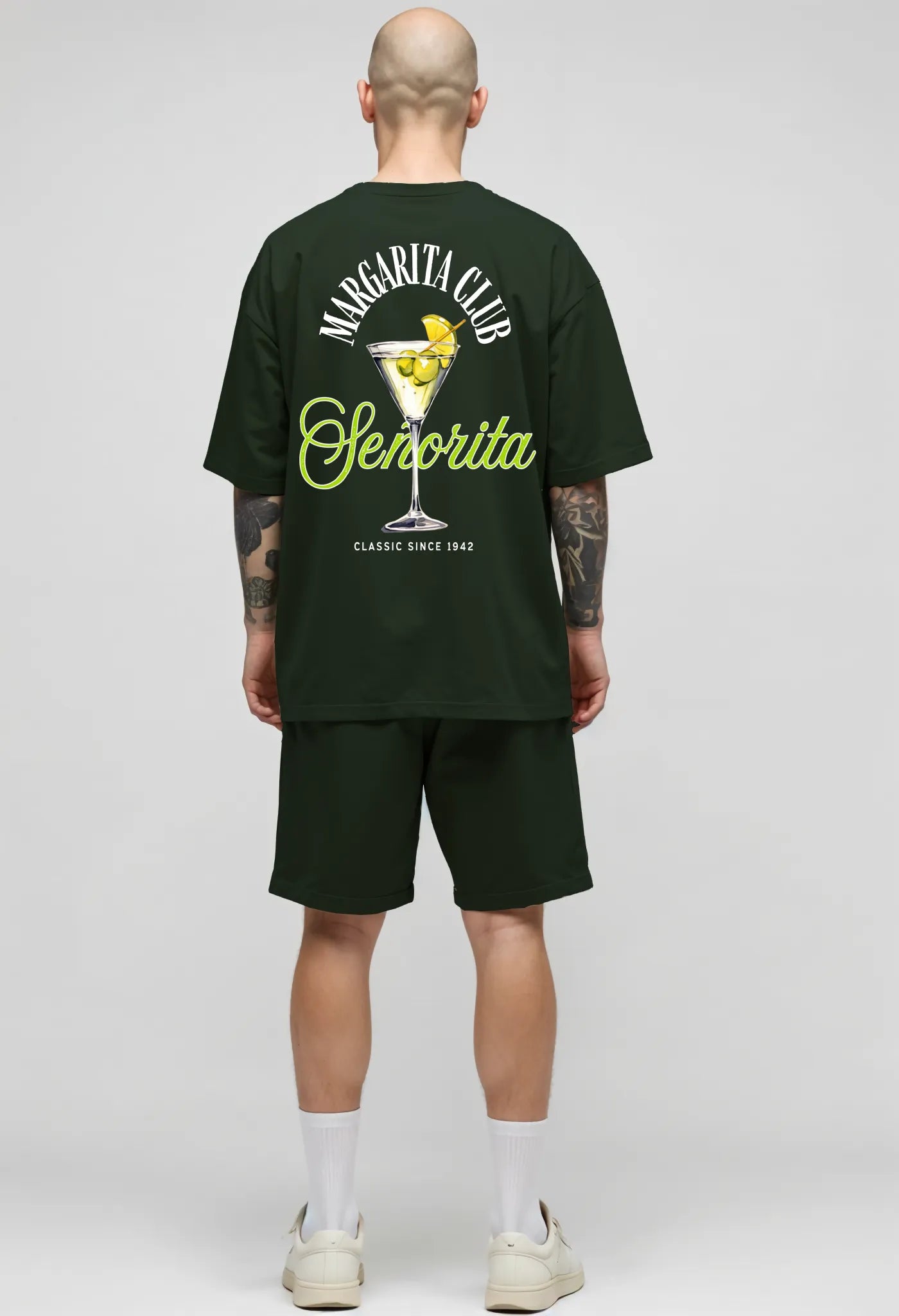 Empulse™ Margarita Club t-shirt in green Sorona blend styled full length with oversized fit and shorts