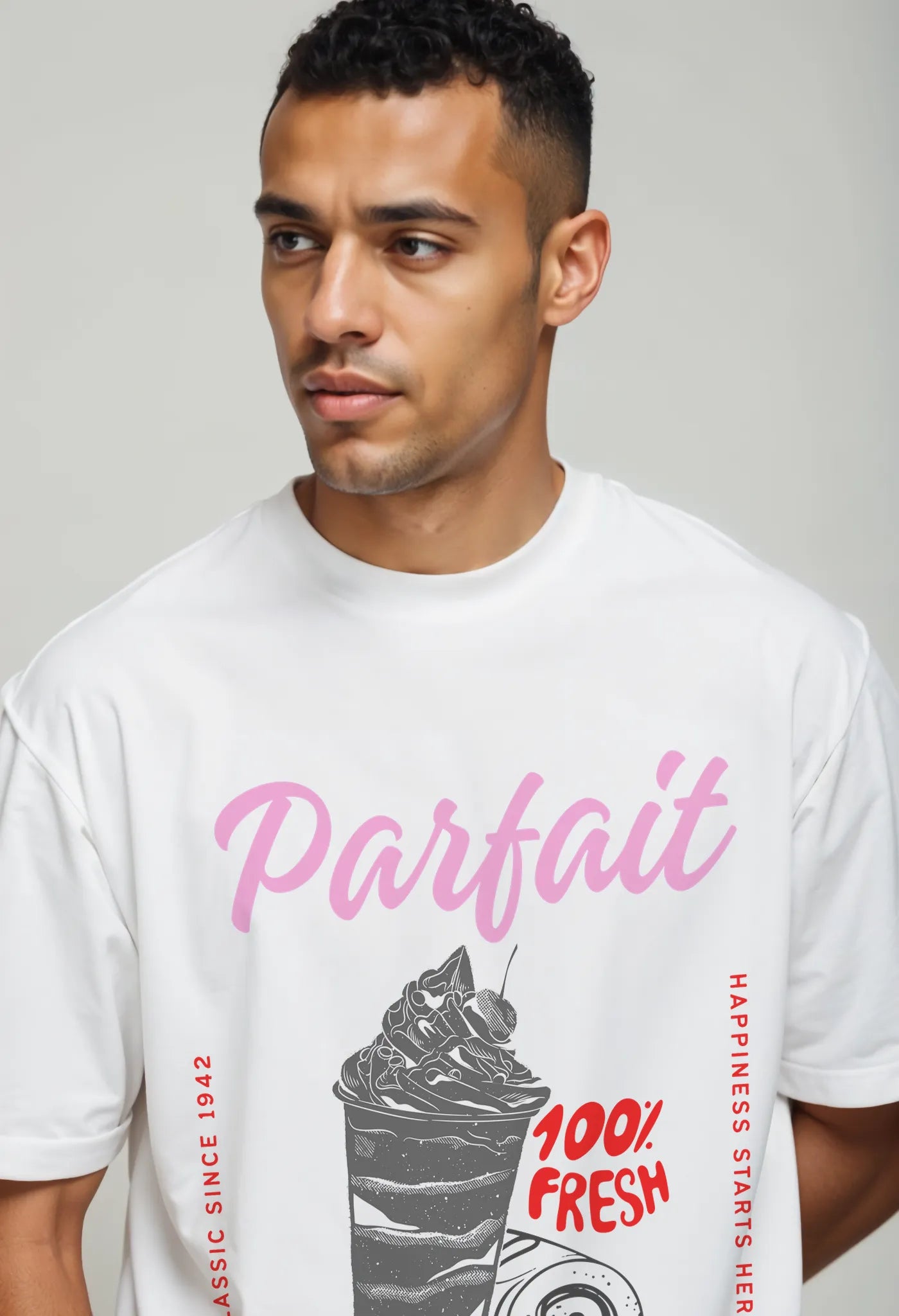 Empulse™ Sorona parfait tee worn by model standing front-facing in casual pose