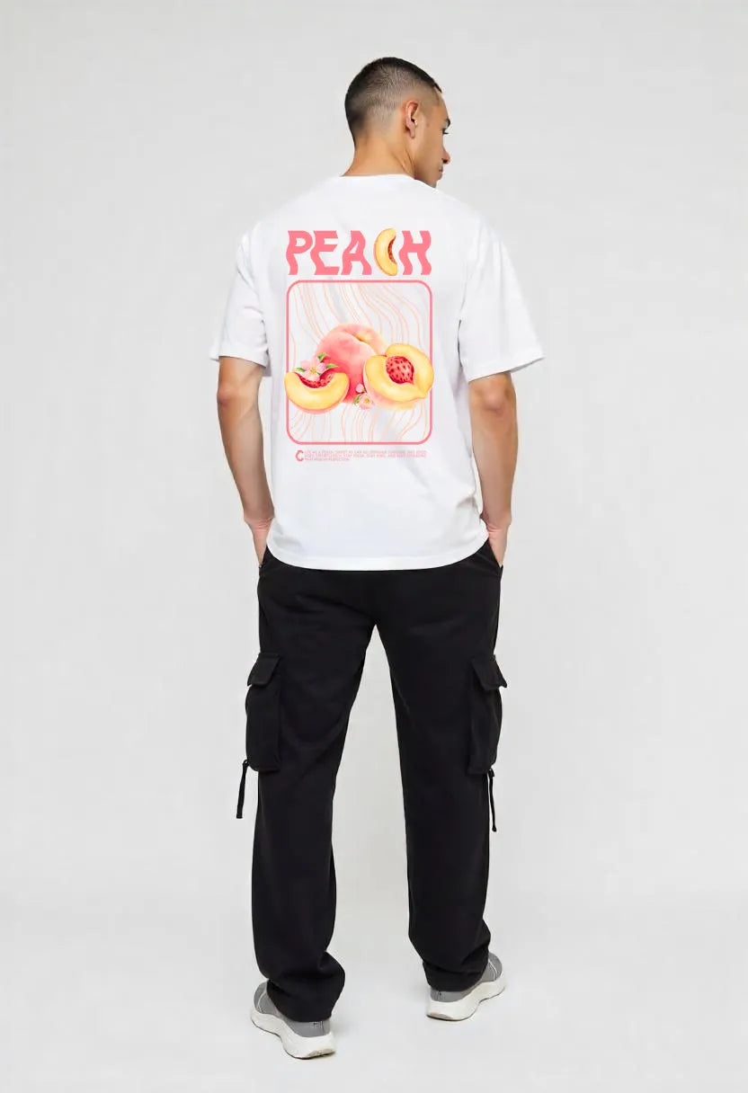 Empulse™ Peach Club Sorona tee with vibrant peach fruit graphic and retro text on the back