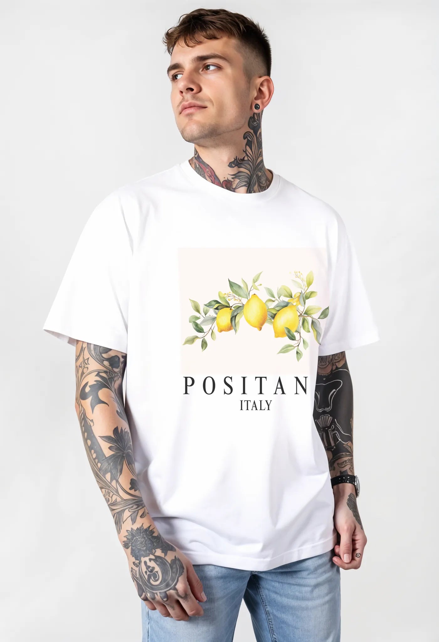 Empulse™ Positano Sorona t-shirt styled with green pants, worn by male model smiling