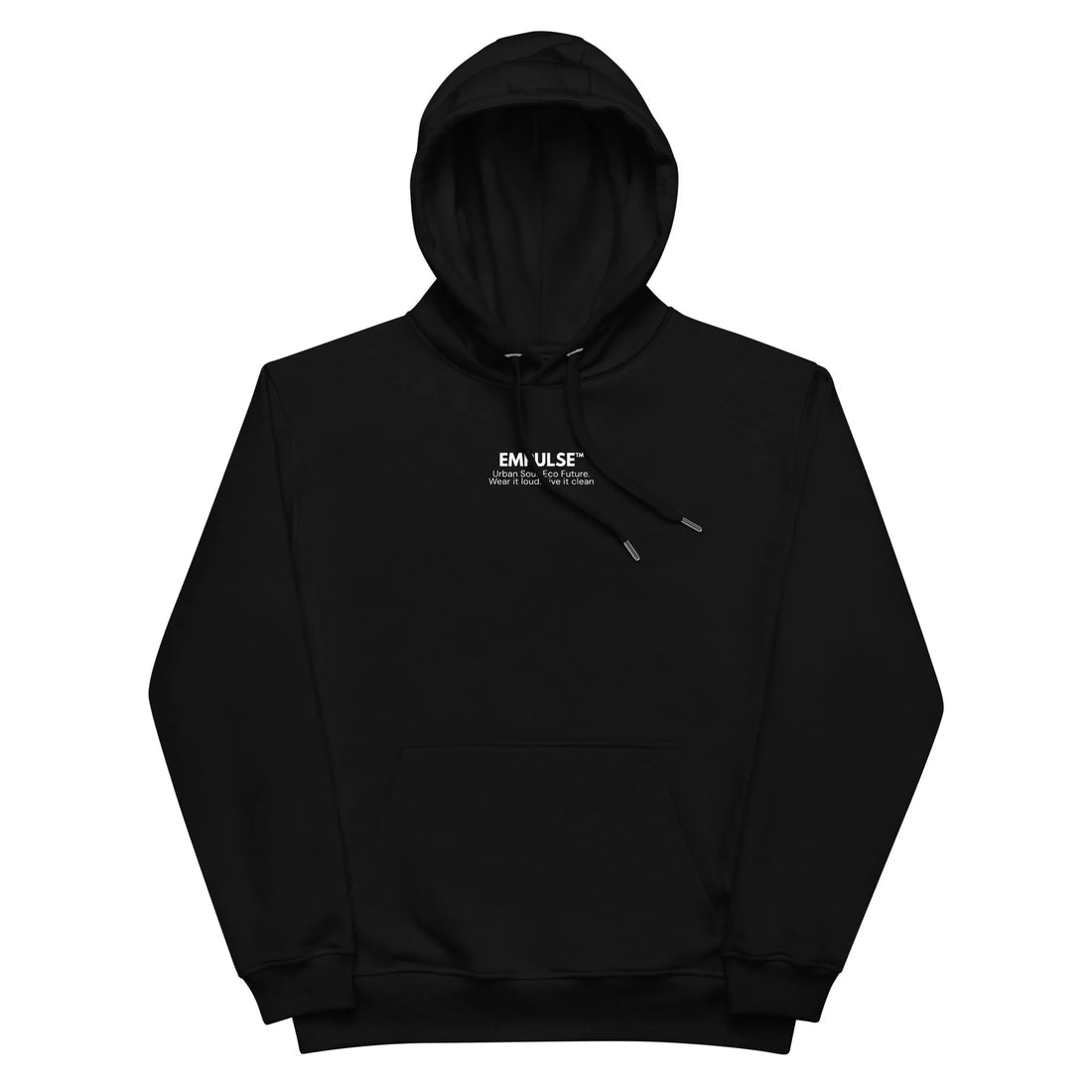 Empulse Premium Eco Hoodie in black flat lay front design