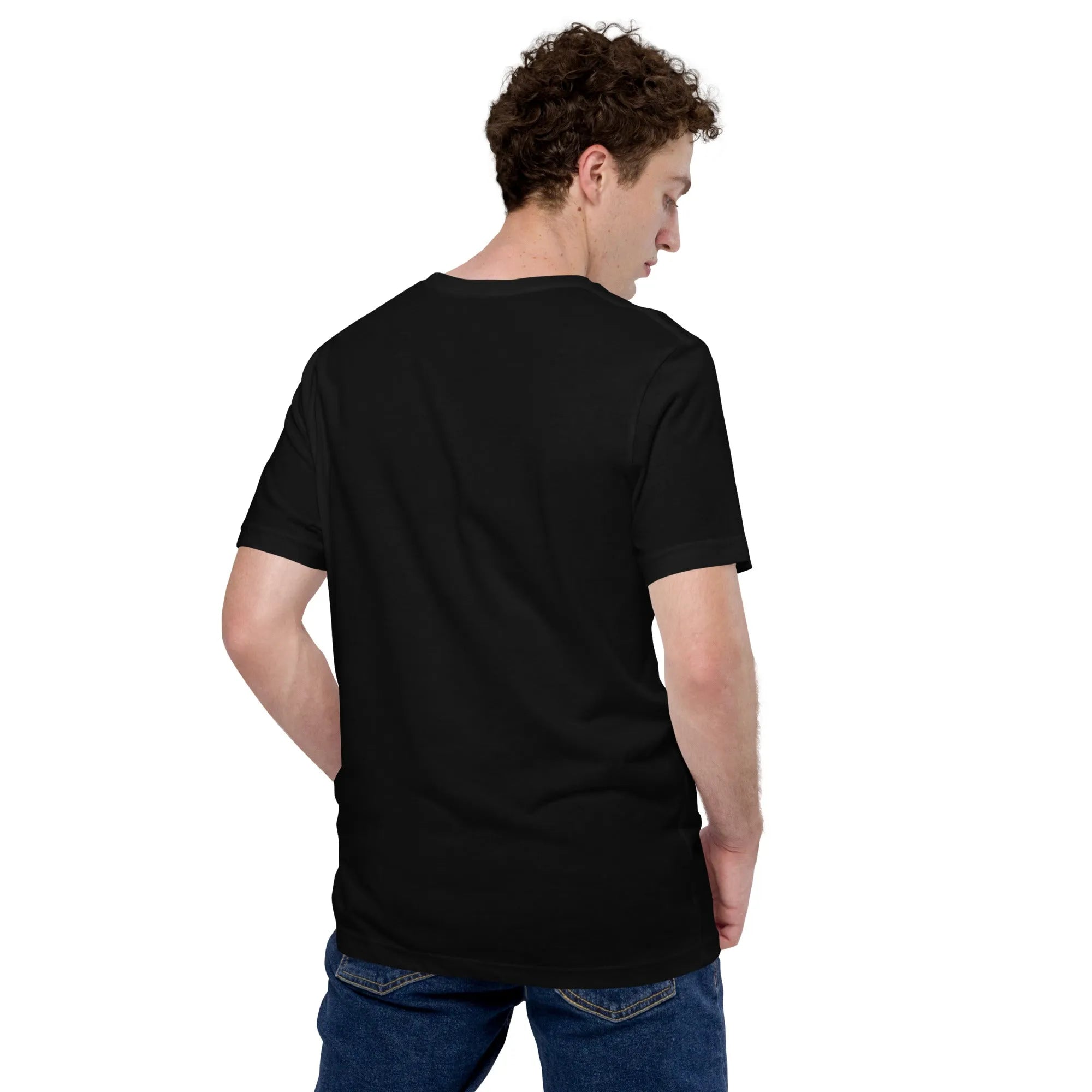 Back view of man wearing Empulse Rebel Hare black tshirt