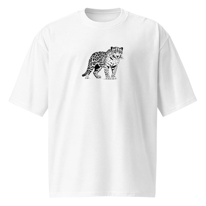 Flat lay front of Empulse® Urban Streets Leopard Tee in white